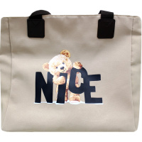 Сумка "Nice bear" 40х30х9,5см 1 отделение, 1 карман, текстиль, бежевая BX23180