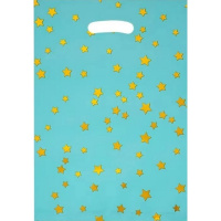 Пакет подарочный "Звезды" 21х30см фольга голубой Y10435-24