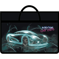 Папка с ручками А3 470х335х50мм "Neon car" на молнии пластик ПМ-А3-26