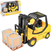 Погрузчик с ящиками и поддоном инерционный на батарейках, пластик 23х9,5х13,5см (свет, звук) WY691A