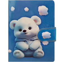 Блокнот А7 70л "Мишка" линия, на липучке, цветный срез, обложка силикон, 4 вида 1500-30/11741-24