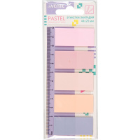 Клейкая закладка пластиковая 20х44мм 5 цветов (100л) оттенки розового "Pastel" 2011453