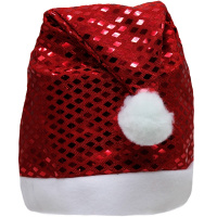 Колпак Деда Мороза 28х37см с блестящими ромбиками, красный Y10230-24