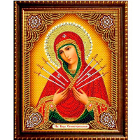 Алмазная мозаика 27х33см "Семистрельная икона" частичная выкладка M-12154A
