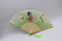 Веер 21см зеленый, с кисточкой, органза/дерево Y10613-24