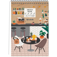 Скетчбук А4 21х29см 40л 120г/м2 "Coffee time" евроспираль, крафт-обложка СПСЛ440094