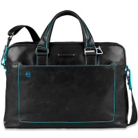 Сумка "Blue Square" 39х27х9см, 1 отделение, черная, натуральная кожа CA3335B2/N