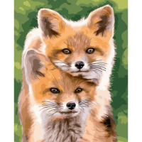 Живопись по номерам (акрил) 40х50см "Лисята" сложность 2, холст на подрамнике МСА1763