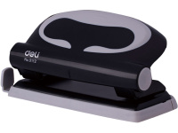 Дырокол 10л 2-отв, d-6мм, с линейкой, серый E0112