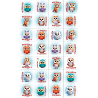 Наклейка школьная "Оценки. Совушки с текстом" 92х153мм 89.027