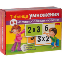 Игра "Ламинированные карточки. Таблица умножения" 64 карточки 6х8,5см, картон 092080