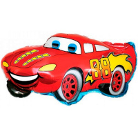 Шар воздушный 33см(13") на палочке "Мини. Гоночная машина красная" фольга 902662