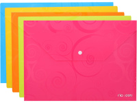 Папка-конверт на кнопке А4 0,18мм "Deco" 5 цветов E39640 Папка-конверт на кнопке А4 0,18мм "Deco" 5 цветов E39640