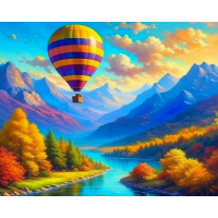 Живопись по номерам (акрил) 40х50см "На воздушном шаре" сложность 4, холст на подрамнике МСА2004