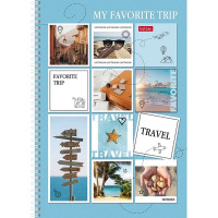 Тетрадь А4 96л клетка "Travel" на спирали, перфорация на отрыв, глянцевая ламинация 2 дизайна