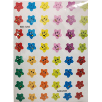 Наклейка школьная "Оценки. Звезды смайлики" 48шт. 8 листов (48шт-1,8см) BSD-A203