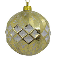 Шар 80мм с узором, золотисто-белый Y6644-18