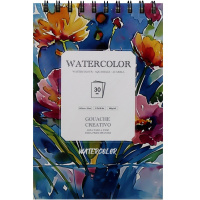 Скетчбук А5 30л 180г/м2 "Рисунки" акварельная бумага, спираль, кремовая бумага, жесткая подложка