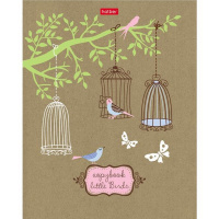 Тетрадь А5 96л клетка "Маленькие птички" на скобе крафт 5 дизайнов 96Т5В1/066342