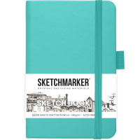 Скетчбук 9х14см 80л 140г/м2 аквамарин, на резинке, твердая обложка "Sketchmarker" 2314501SM