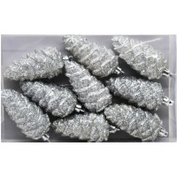 Набор ёлочных украшений 9шт "Шишки" 4х9см серебро Y9926-24