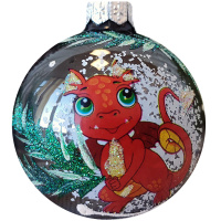 Шар 65мм "Дракоша красный без ёлочки" в подарочной упаковке КУ-65-234014/1