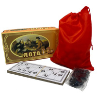 Русское лото 23,5х13х8см (90 бочонков, 24 карточки, 42 фишки, 1 мешочек) Y10357-24