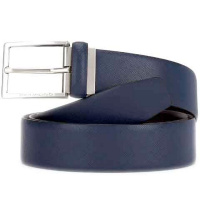 Ремень мужской 3,5см х 1,25м натуральная кожа, черный/синий CU5922C86/NBLU