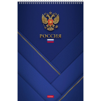 Блокнот А4 80л "Россия" клетка, на спирали, жесткая подложка 076931
