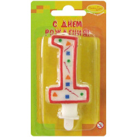 Свеча д/торта "Красное конфетти" 1, 7см 108093