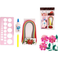 Набор для квиллинга (бумага 16 цветов 170 листов 5х390мм, ручка, трафарет, клей ПВА) M-9934