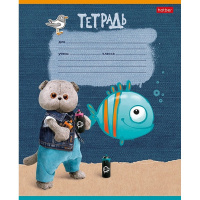 Тетрадь А5 12л клетка "Кот Басик" на скобе 5 дизайнов 12Т5В1/080088