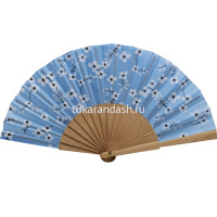 Веер 23см сакура голубой, ткань/дерево Y10618-24