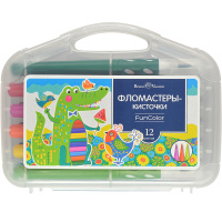 Фломастеры-кисть 12 цветов "FunColor" в пластиковом пенале 32-0046