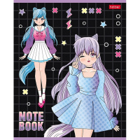 Тетрадь А5 48л клетка "Неко-Тян_аниме" на скобе выборочный лак 5 дизайнов 080275