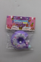 Игрушка-антистресс сквиш "Пончик" 8см с помпонами и пайетками, 4 цвета FX5743