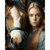 Живопись по номерам (акрил) 40х50см "Девушка и лошадь" сложность 3, холст на подрамнике OK11292