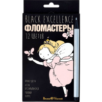 Фломастеры 12 цветов "Black excellence" трехгранные с вентилируемым колпачком, картон 4 вида 32-0055