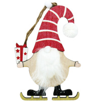 Украшение подвесное Гном 13х8см дерево/текстиль 3 вида HG18-538