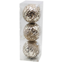 Набор шаров 80мм 3шт шампань, с блестками A0-31056CH8