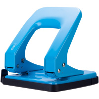 Дырокол 35л 2-отв, d-6мм, с линейкой, металл, голубой E0138