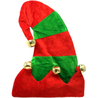 Колпак Скомороха с бубенчиками 30х40см красно-зеленый Y10025-24