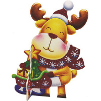 Украшение напольное "Новый год" 32х23см картон 5 видов Y8426-19