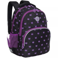 Рюкзак 27х40х20см, 812гр, 2 отделения, 3 кармана, с брелком, черный/лаванда RG-360-5/3