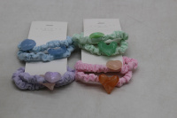 Резинка для волос 5,5см 2 шт. 2 вида с камнем "Сердце", 4 цвета 11920-24