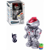 Робот р/у "Робин" 19х13х30см пластик (свет, звук, движение, танцы, стреляет дисками) 9896