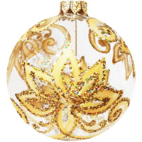 Шар 100мм "Золотой цветок" в подарочной упаковке КУ-100-224244