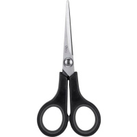 Ножницы 14cм "Deli" сталь, ручки пластик Soft-touch, черные E6005