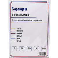Бумага тонированная А4 60л 80г/м2 6 цветов