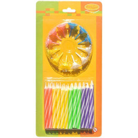 Свечи д/торта 24шт. 6см с подсвечниками Двухцветные 6024888